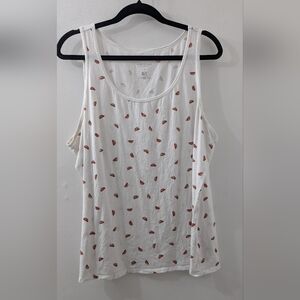 Essentials White Tank Top with Fruit Pattern